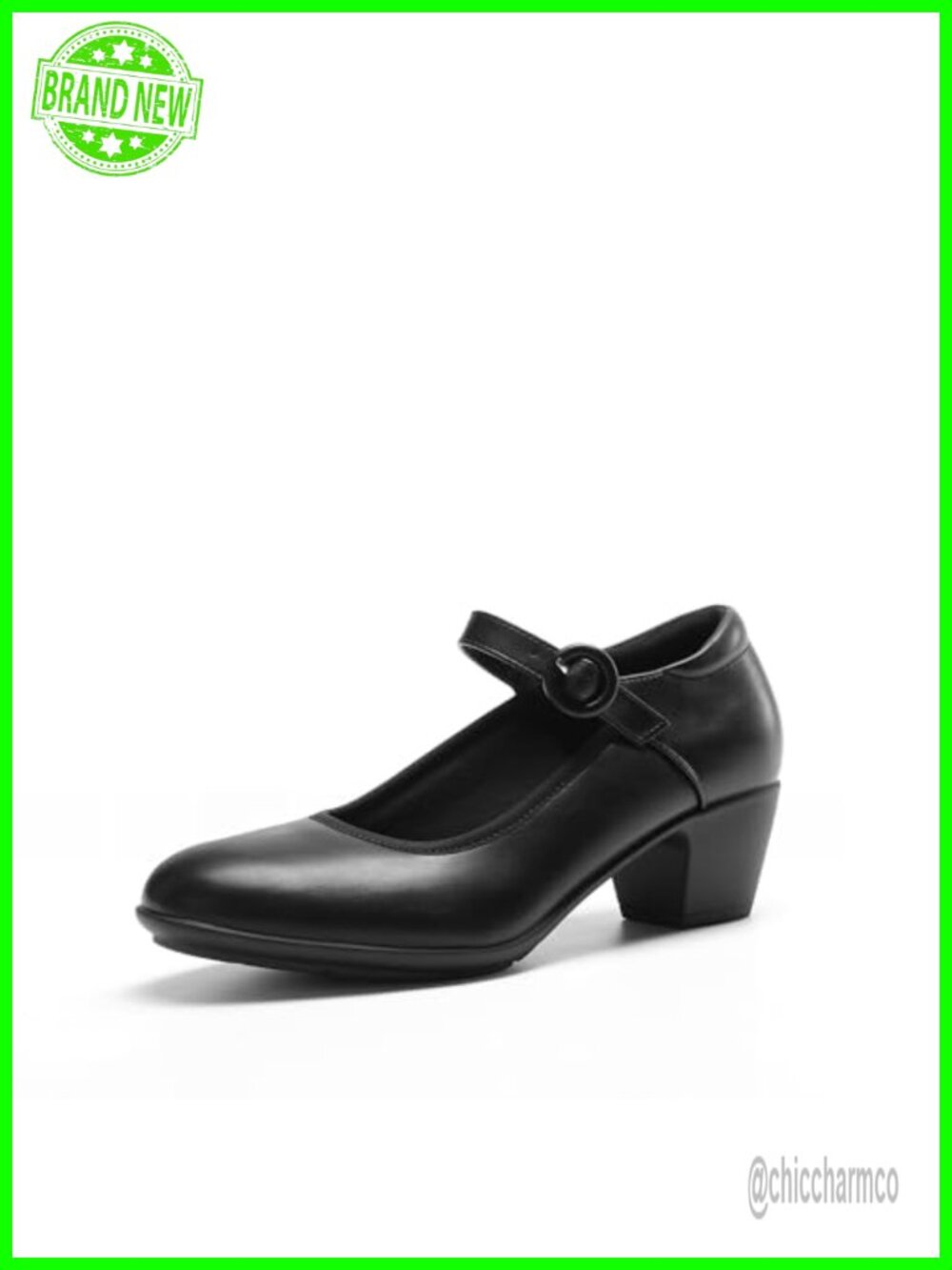 Women's Mary Jane Pumps Chunky Heel Closed Toe Comfort Work Dress Shoes Faux